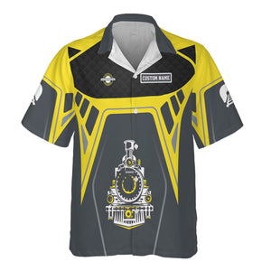 Railspirit Personalized Clinchfield Railroad Hawaiian Shirt Steam Locomotive Engine Graphic Train Shirt All Over Print