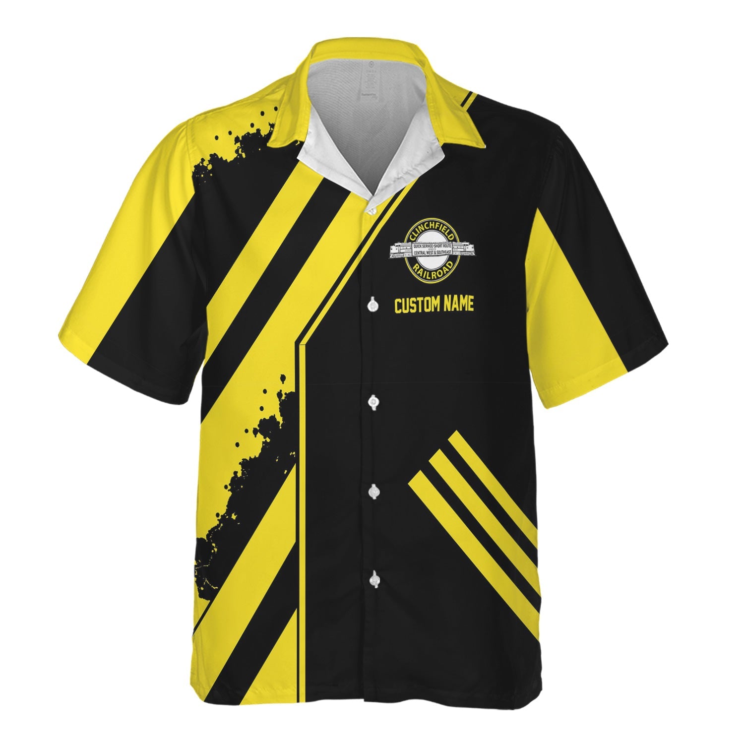 Railspirit Personalized Clinchfield Railroad Hawaiian Shirt Locomotive Design Train Shirt for Train Enthusiast