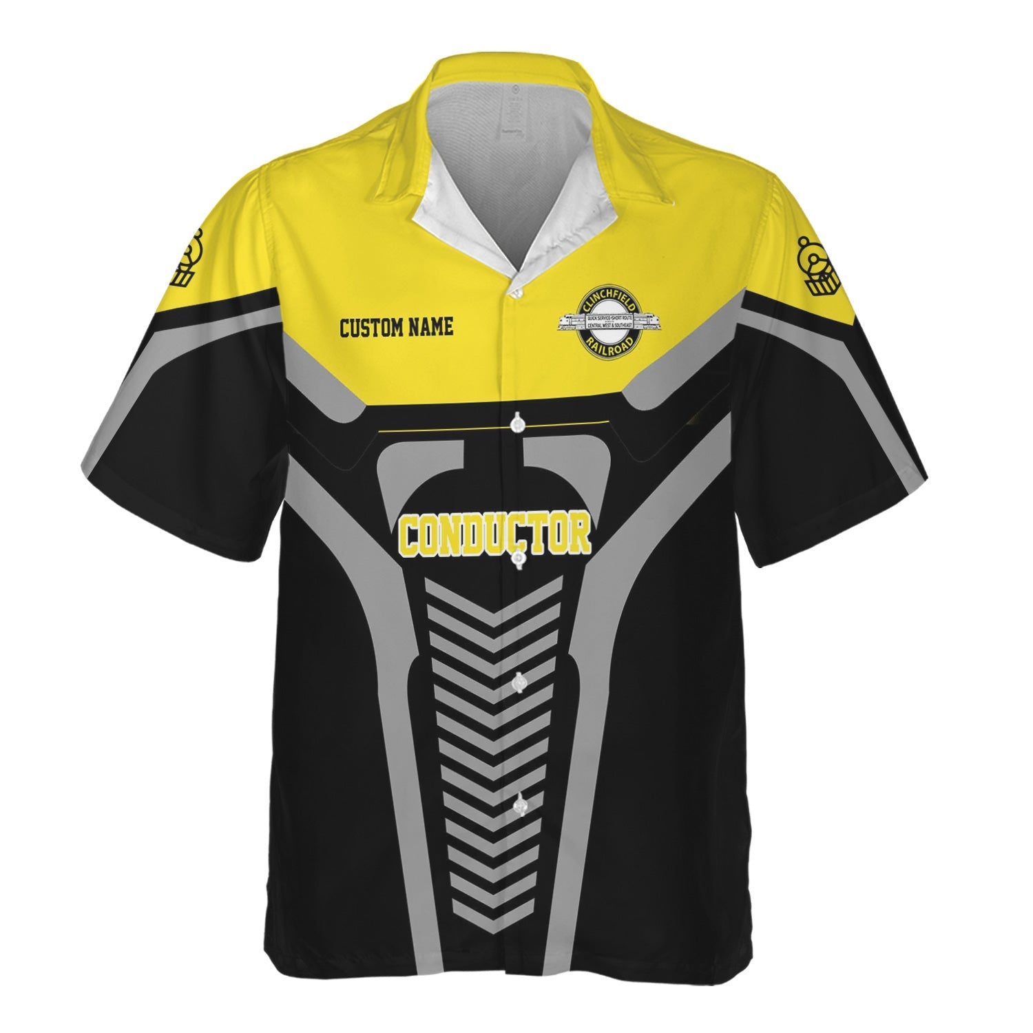 Railspirit Personalized Clinchfield Railroad Hawaiian Shirt Track-Inspired with Custom Job Position Train Shirt