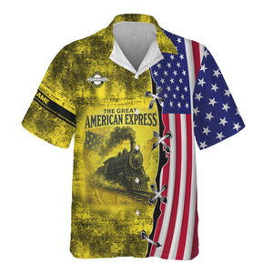 Railspirit Personalized Clinchfield Railroad Hawaiian Shirt Retro American Express Train With USA Flag Shirt