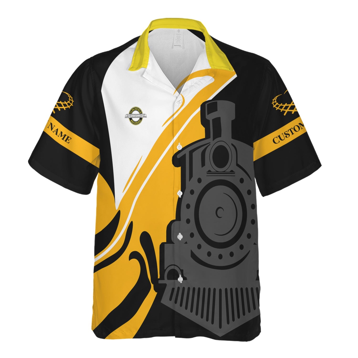 Railspirit Personalized Clinchfield Railroad Hawaiian Shirt Flame-Inspired Style Shirt Gift Idea For Train Lovers