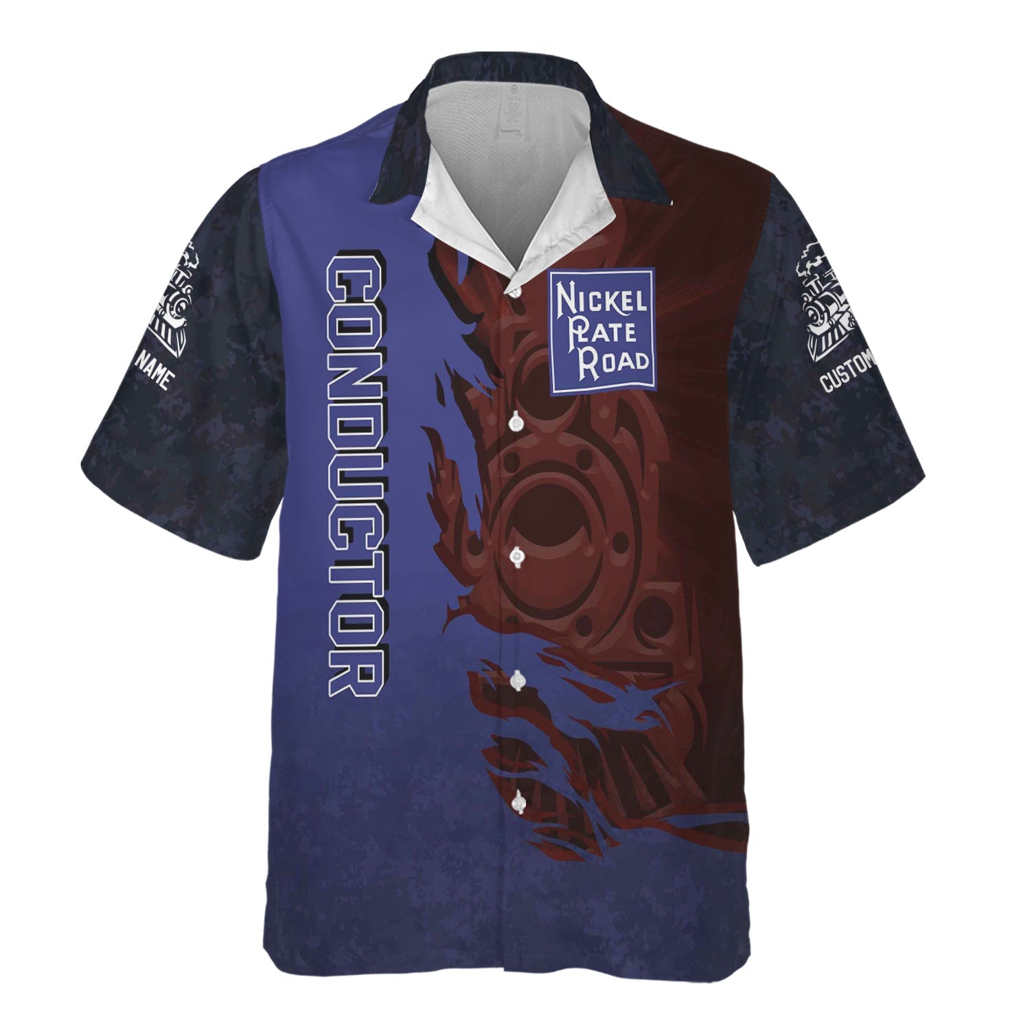 Railspirit Personalized New York, Chicago and St. Louis Railroad Hawaiian Shirt Blazing Style with Custom Position Nickel Plate Road Train Shirt