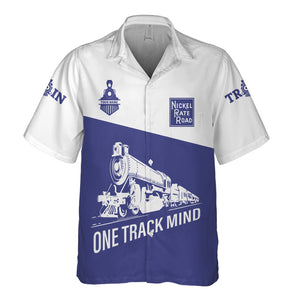 Railspirit Personalized New York, Chicago and St. Louis Railroad Hawaiian Shirt One Track Mind Unisex Train Shirt Gift Idea For Train Lover