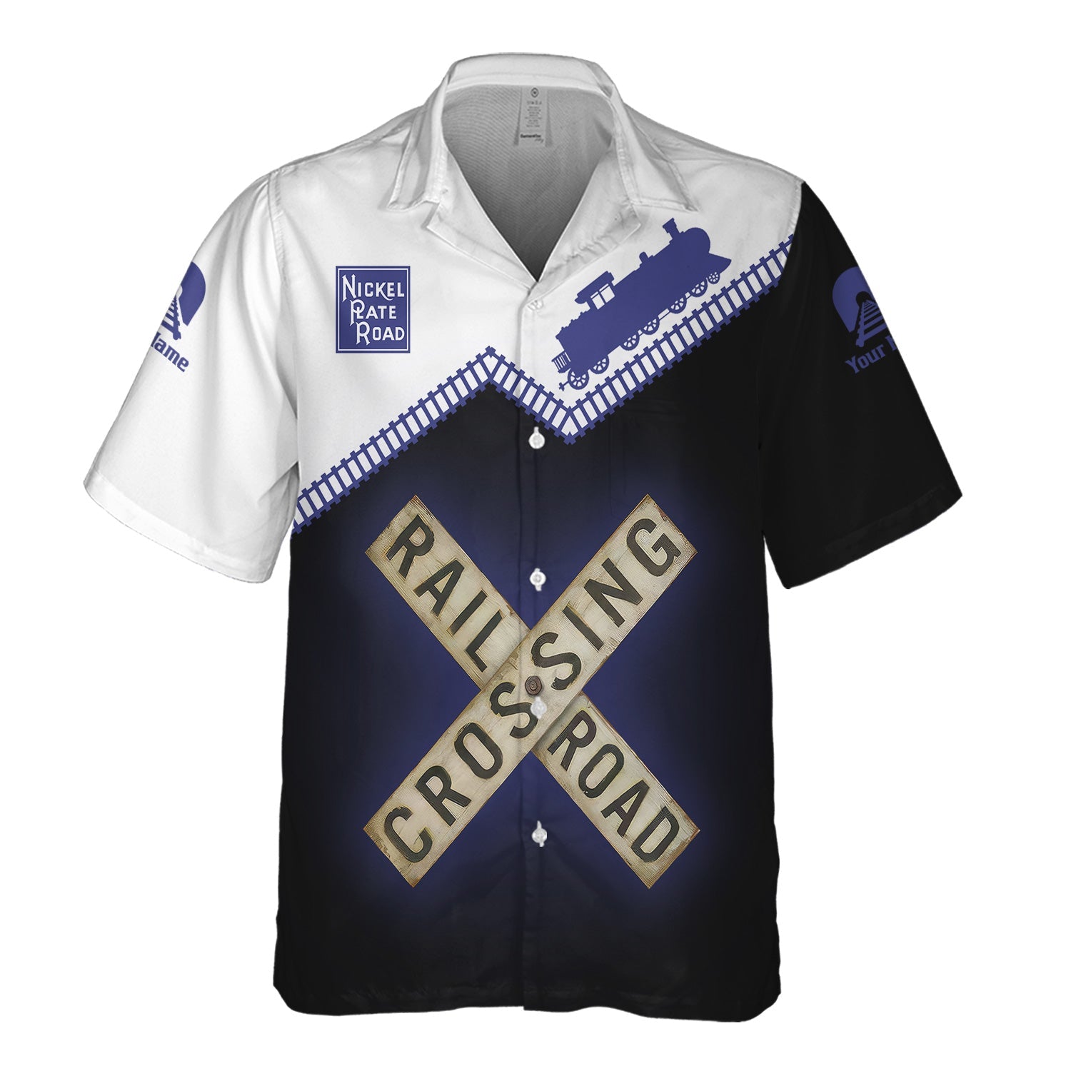 Railspirit Personalized New York, Chicago and St. Louis Railroad Hawaiian Shirt Railroad Crossing Printed Train Track Shirt