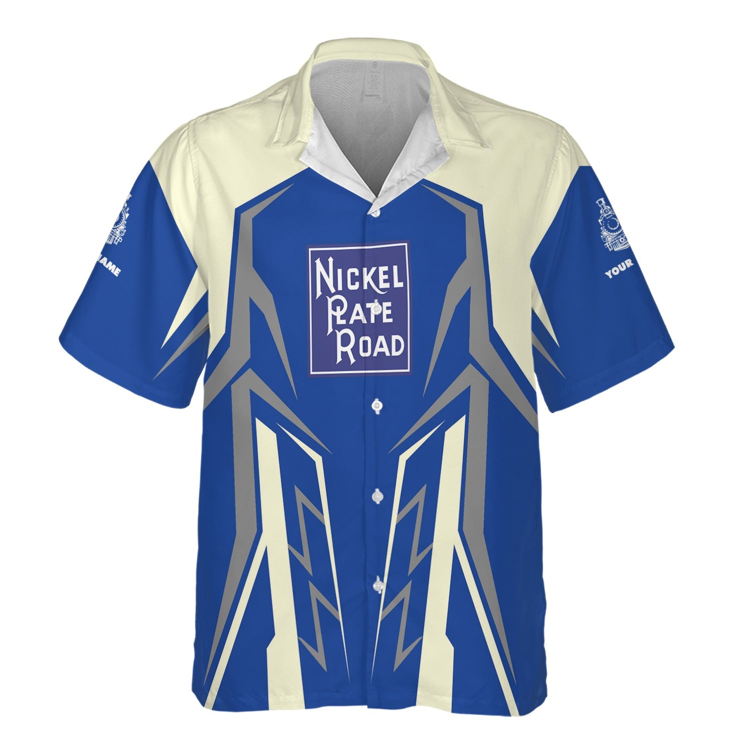 Railspirit Personalized New York, Chicago and St. Louis Railroad Hawaiian Shirt Futuristic Design with Custom Job Nickel Plate Road Train Shirt