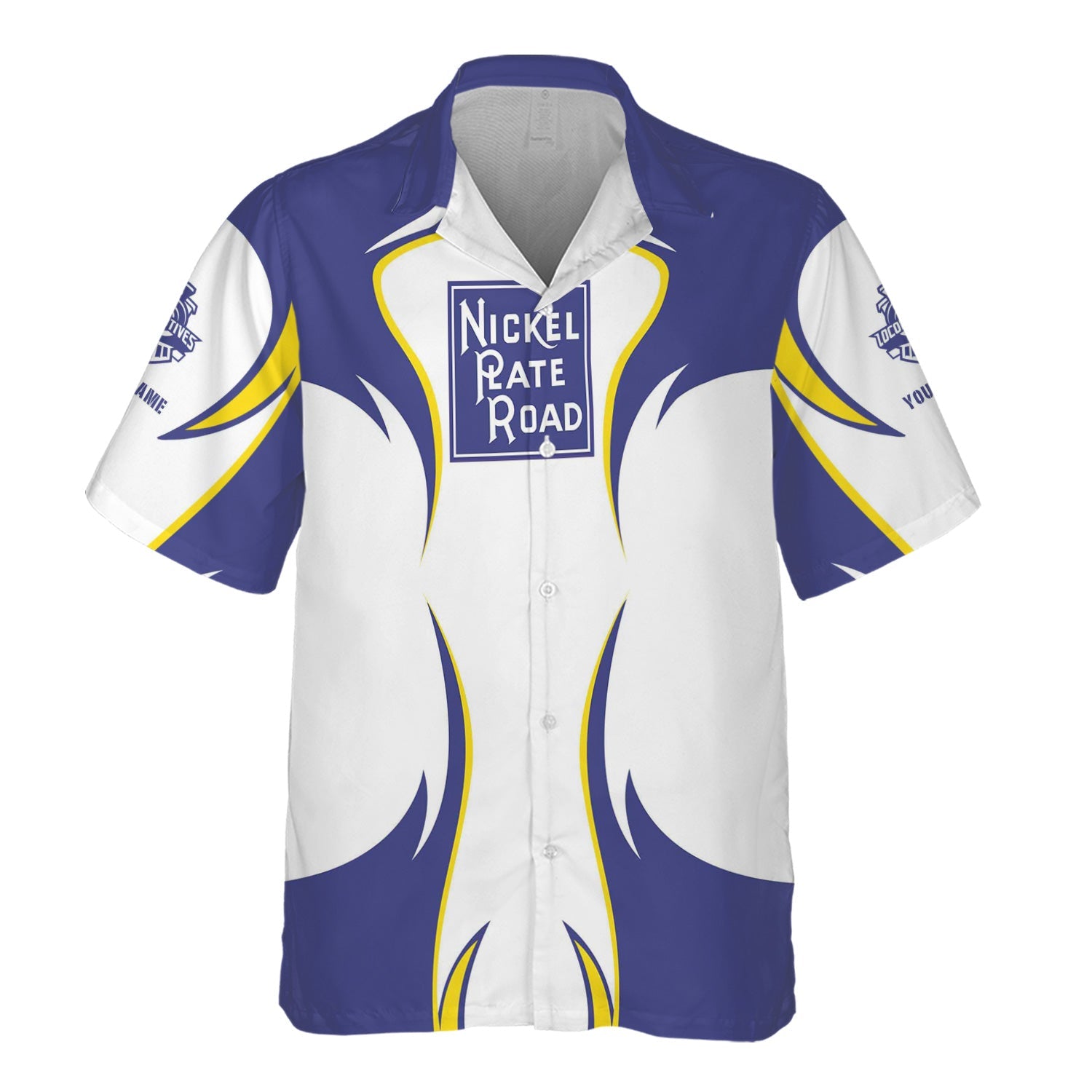 Railspirit Personalized New York, Chicago and St. Louis Railroad Hawaiian Shirt Flame Style Nickel Plate Road Shirt For Steam Engine Addict