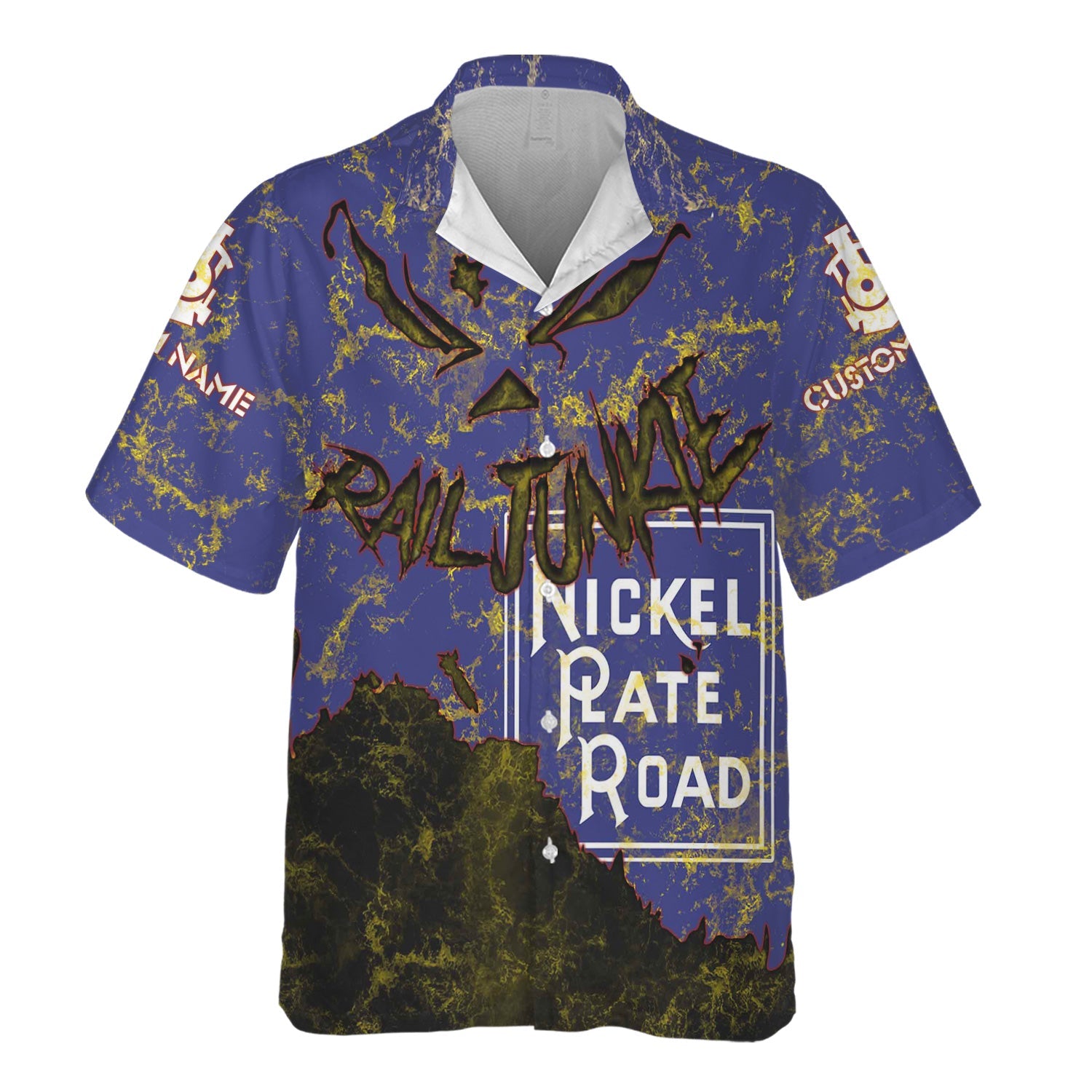 Railspirit Personalized New York, Chicago and St. Louis Railroad Hawaiian Shirt Torn Graphic Style Nickel Plate Road Train Shirt For Rail Junkie