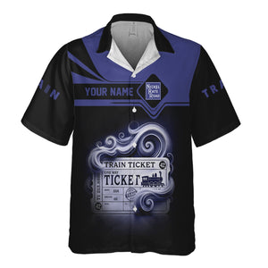 Railspirit Personalized New York, Chicago and St. Louis Railroad Hawaiian Shirt Train Ticket  American Locomotive Printed Train