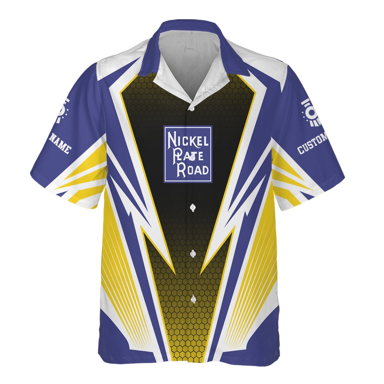 Railspirit Personalized New York, Chicago and St. Louis Railroad Hawaiian Shirt Lightning Graphic Style Nickel Plate Road Shirt Gift Idea For Train Lover