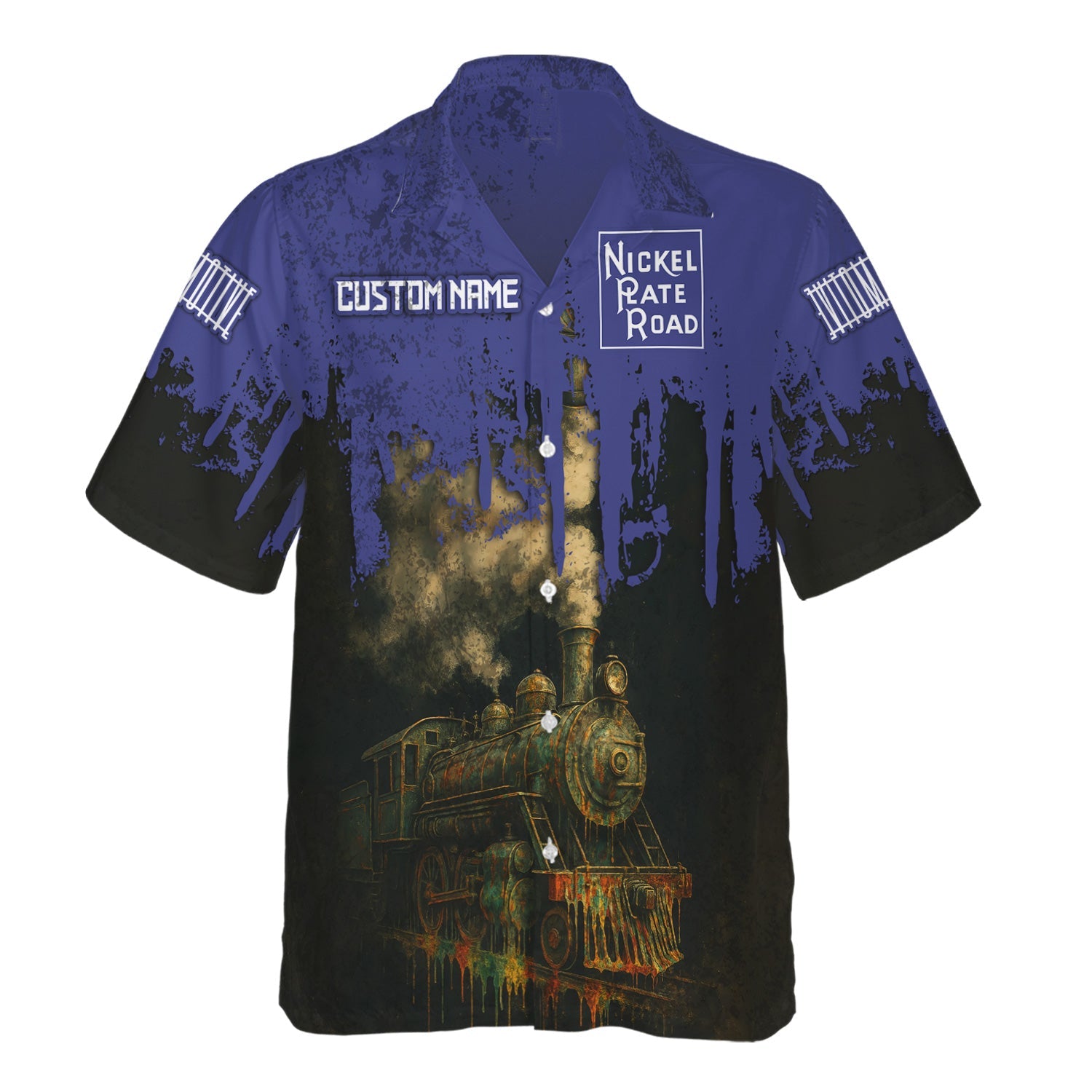 Railspirit Personalized New York, Chicago and St. Louis Railroad Hawaiian Shirt Vintage Train Art Style Nickel Plate Road Shirt For Locomotive Fans