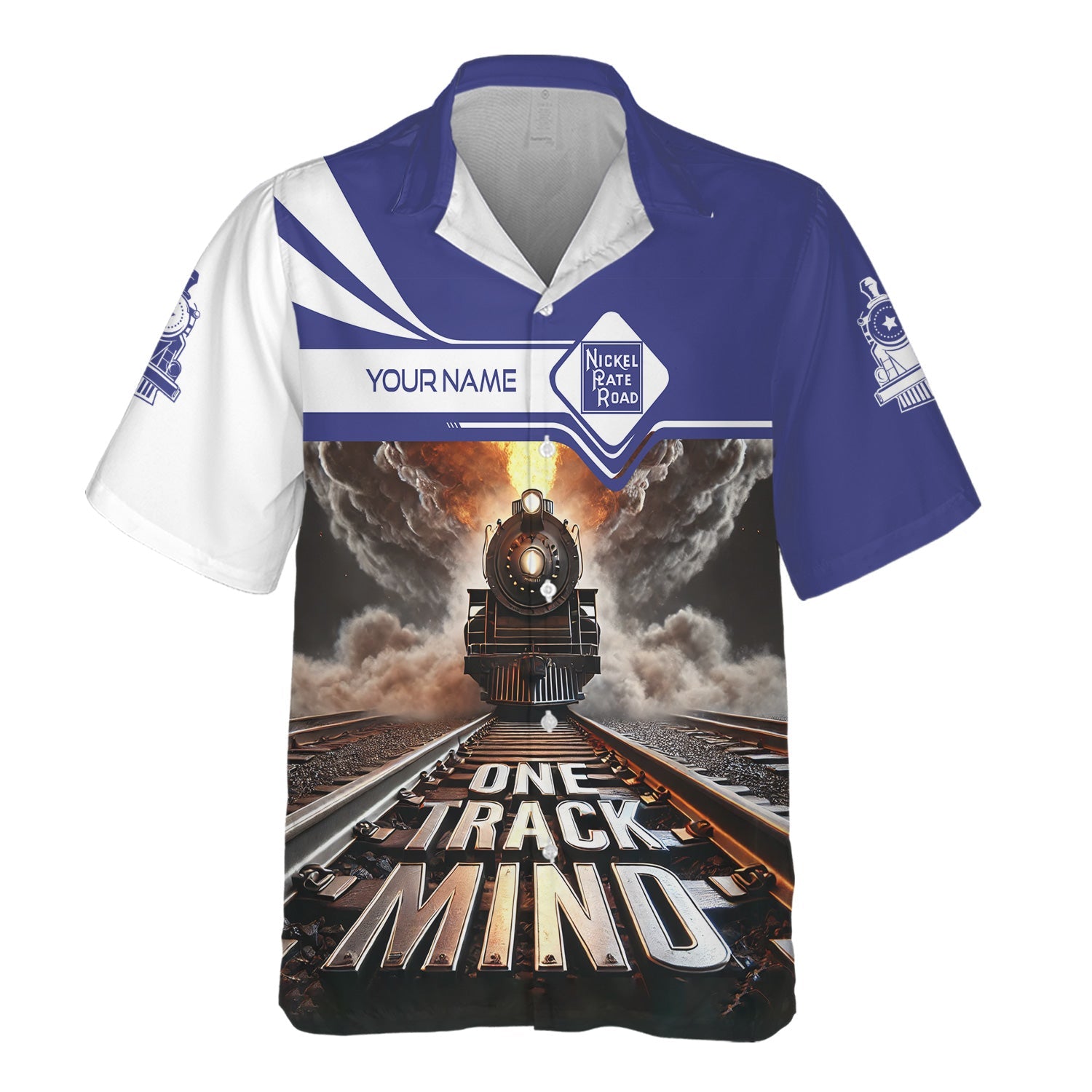 Railspirit Personalized New York, Chicago and St. Louis Railroad Hawaiian Shirt One Track Mind Nickel Plate Road Train Printed Shirt