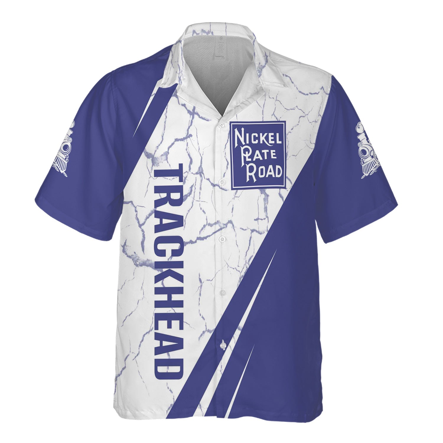 Railspirit Personalized New York, Chicago and St. Louis Railroad Hawaiian Shirt Crackle Texture Style Nickel Plate Road Shirt For Trackhead