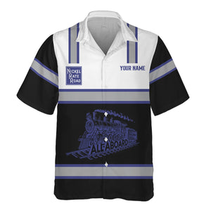 Railspirit Custom Name New York, Chicago and St. Louis Railroad Hawaiian Shirt Eat Train Sleep Repeat Nickel Plate Road Printed Train Shirt