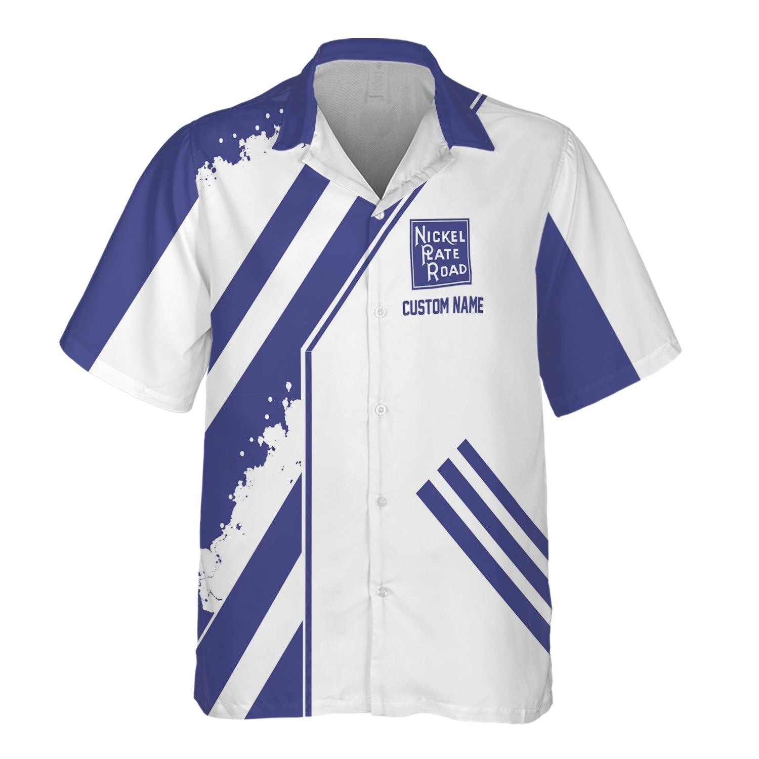 Railspirit Personalized New York, Chicago and St. Louis Railroad Hawaiian Shirt Locomotive Design Nickel Plate Road Train Shirt for Train Enthusiast