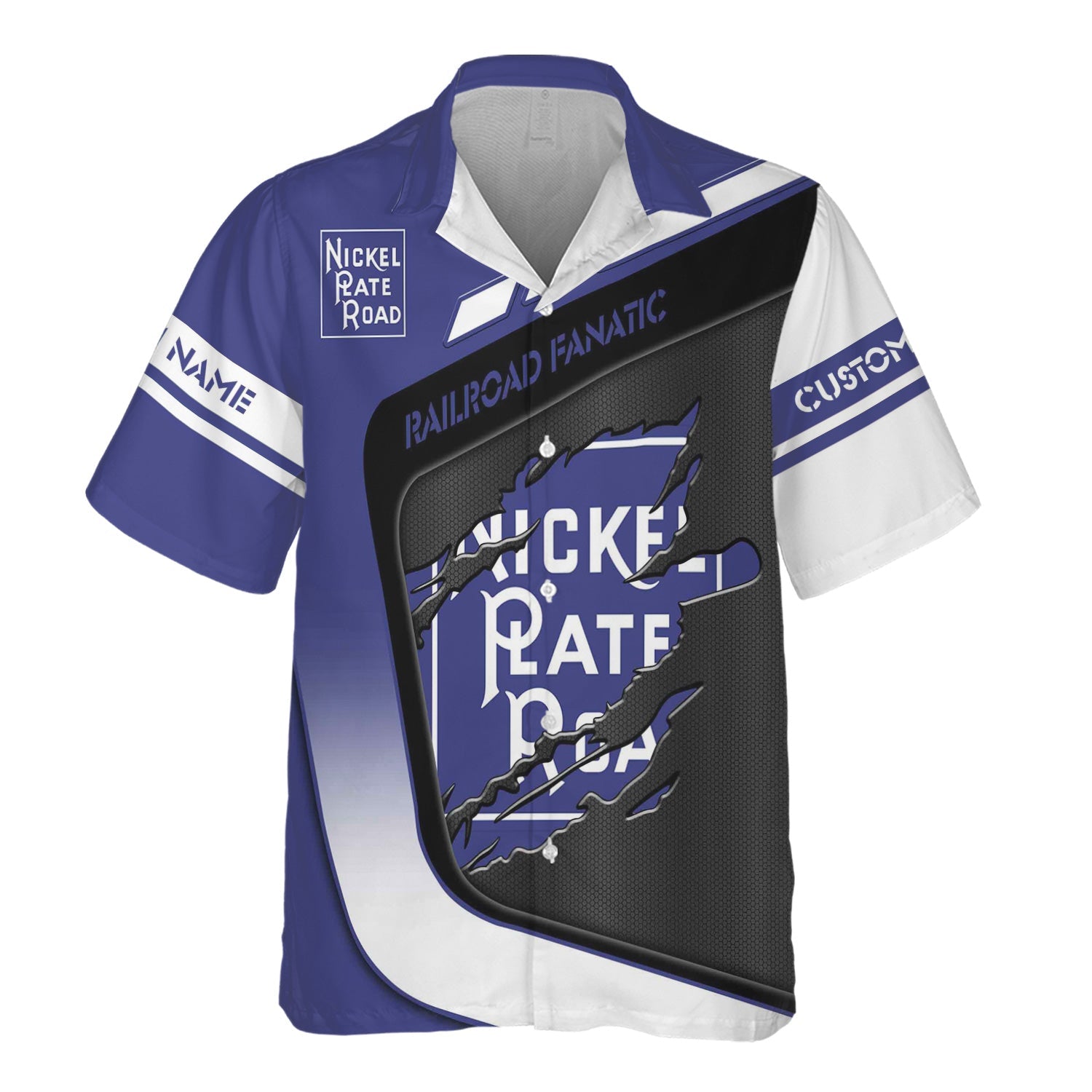 Railspirit Personalized New York, Chicago and St. Louis Railroad Hawaiian Shirt Ripped Texture Style Nickel Plate Road Train Shirt