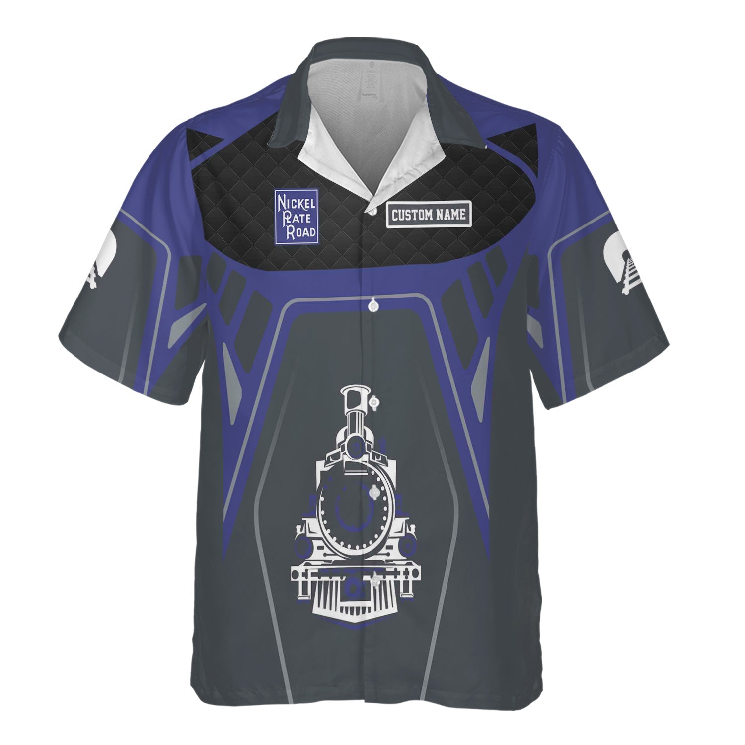 Railspirit Personalized New York, Chicago and St. Louis Railroad Hawaiian Shirt Steam Locomotive Engine Graphic Nickel Plate Road Train Shirt