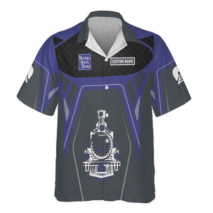 Railspirit Personalized New York, Chicago and St. Louis Railroad Hawaiian Shirt Steam Locomotive Engine Graphic Nickel Plate Road Train Shirt