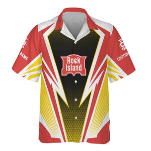 Railspirit Personalized Chicago, Rock Island and Pacific Railroad Hawaiian Shirt Lightning Graphic Style Rock Island Railroad Shirt Gift For Train Lover