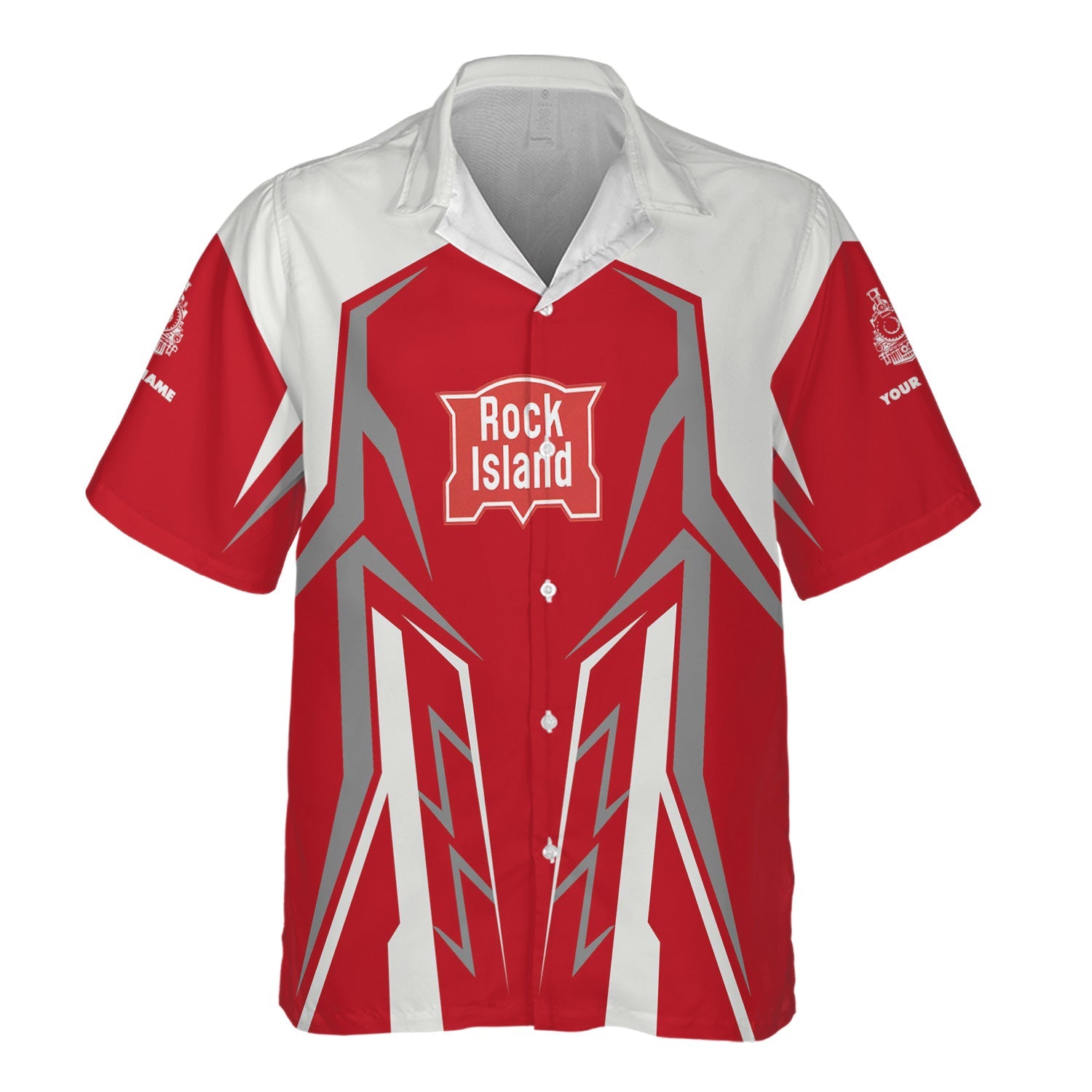 Railspirit Personalized Chicago, Rock Island and Pacific Railroad Hawaiian Shirt Futuristic Design with Custom Job Rock Island Railroad Train Shirt