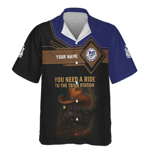 Railspirit Personalized B&O Great States Railroad Hawaiian Shirt You Need A Ride To The Train Station Shirt For Train Lovers