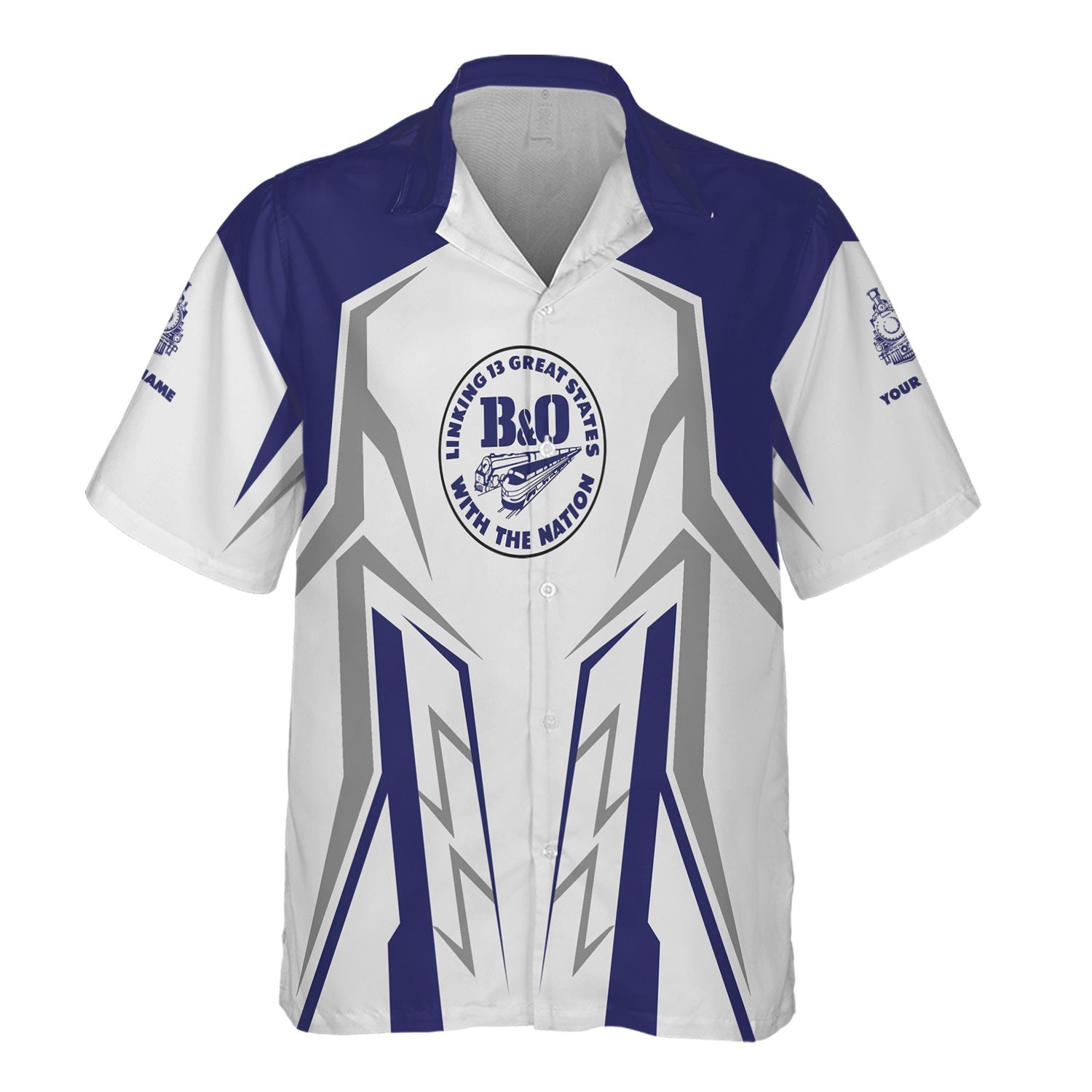 Railspirit Personalized B&O Great States Railroad Hawaiian Shirt Futuristic Design with Custom Job Train Shirt