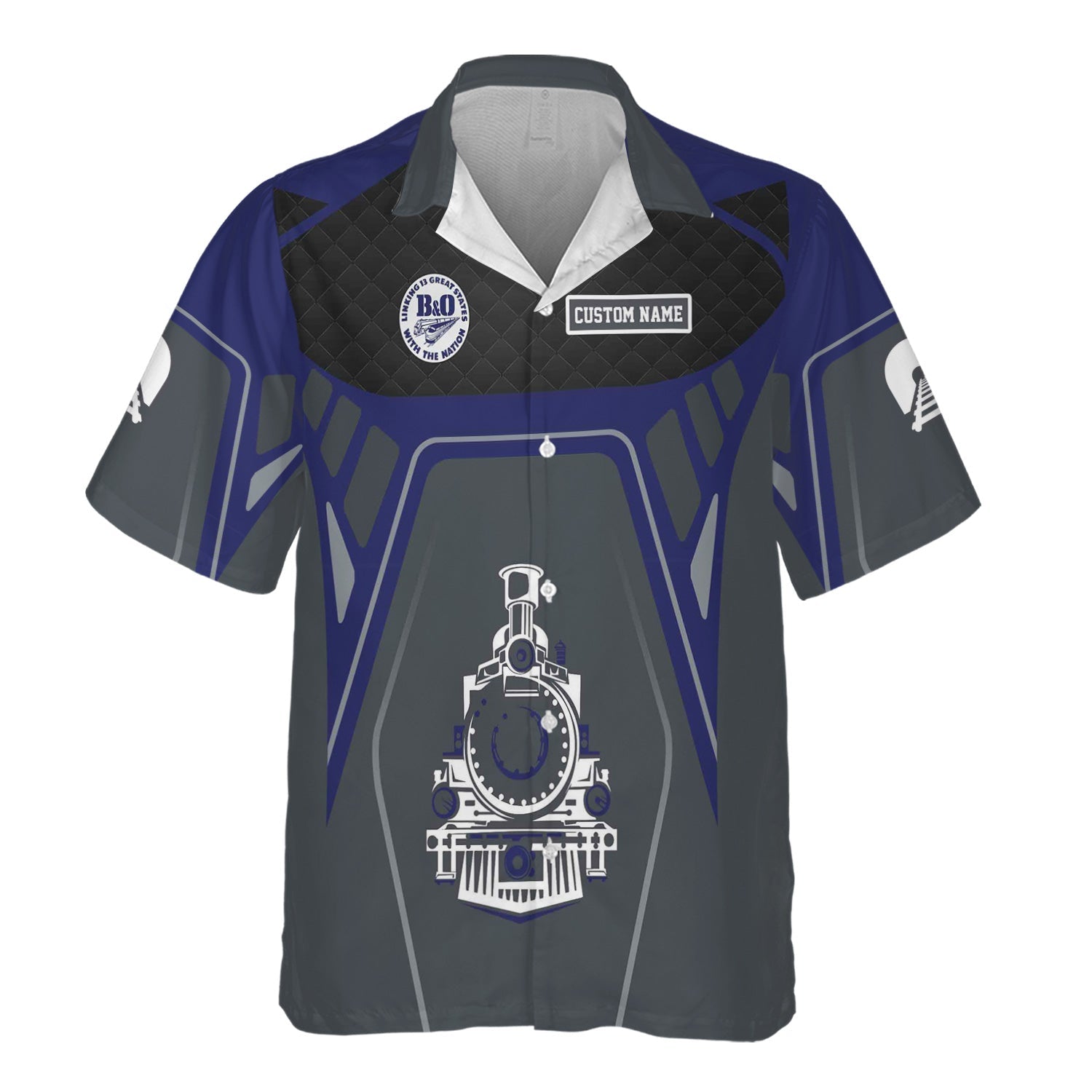 Railspirit Personalized B&O Great States Railroad Hawaiian Shirt Steam Locomotive Engine Graphic Train Shirt All Over Print