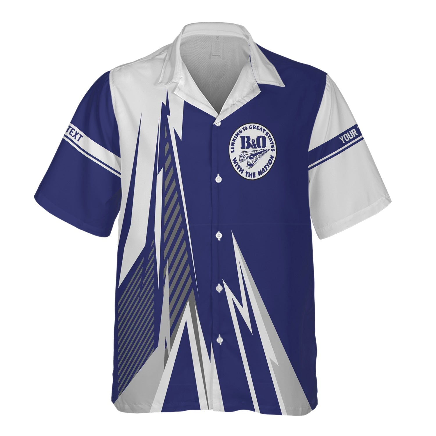 Railspirit Personalized B&O Great States Railroad Hawaiian Shirt Lightning-Inspired Railway Style Shirt For Train Lovers