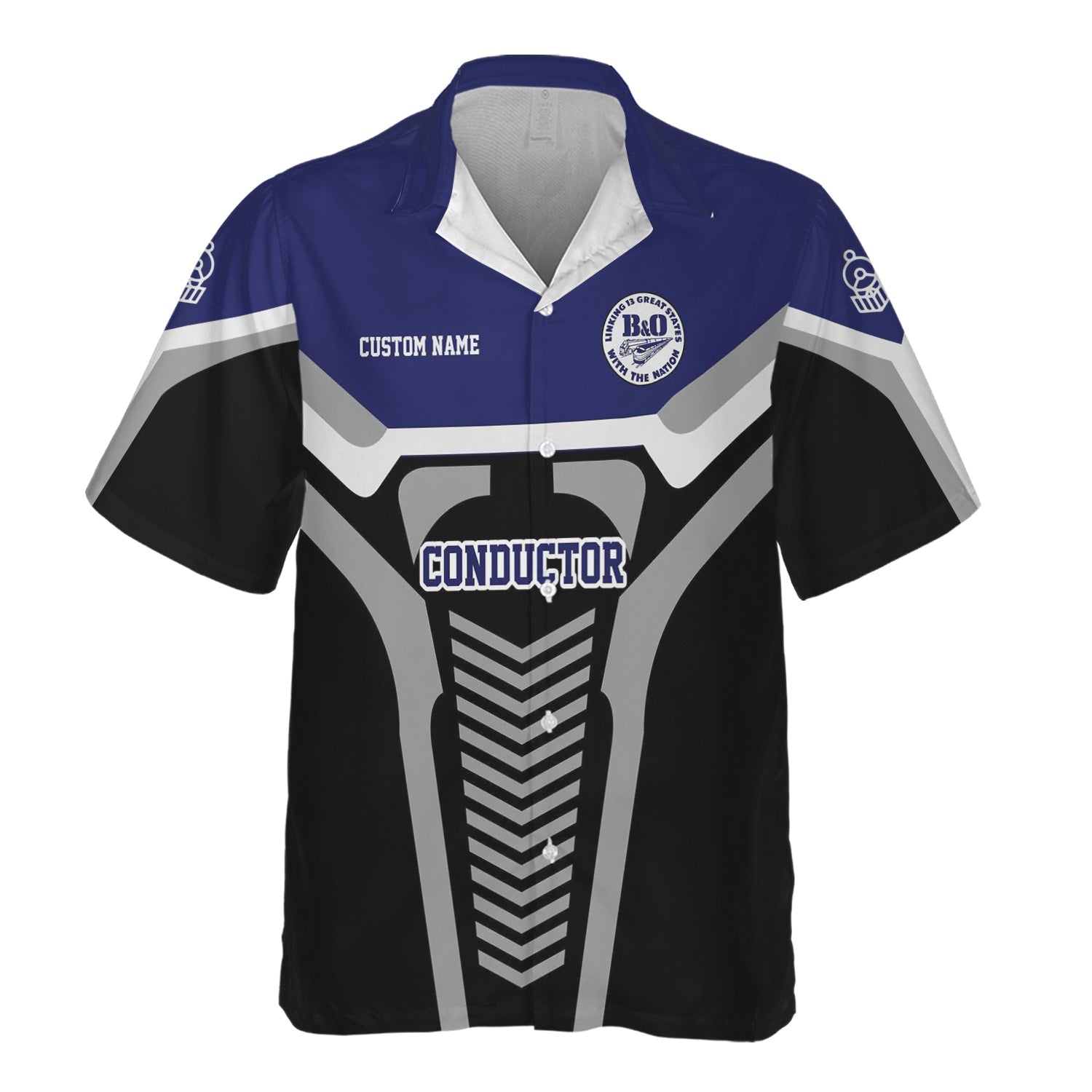 Railspirit Personalized B&O Great States Railroad Hawaiian Shirt Track-Inspired with Custom Job Position Train Shirt