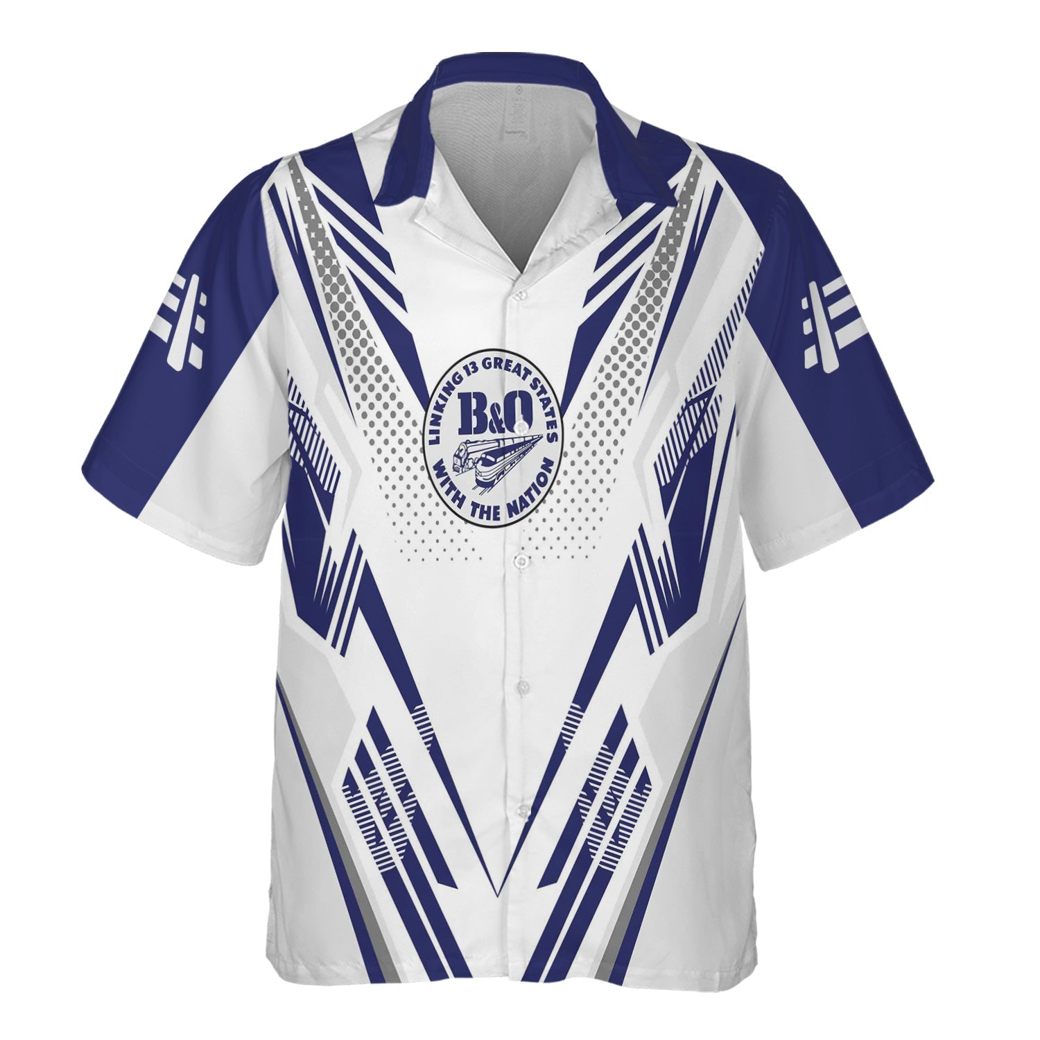 Railspirit Personalized B&O Great States Railroad Hawaiian Shirt Railroad Tribute Design Train Shirt for Train Lovers