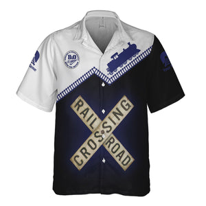 Railspirit Personalized B&O Great States Railroad Hawaiian Shirt Railroad Crossing Printed Train Track Shirt