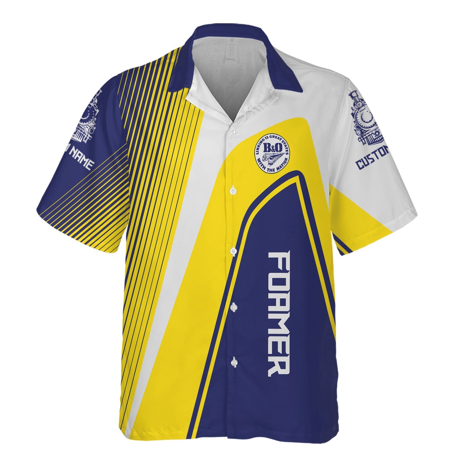 Railspirit Personalized B&O Great States Railroad Hawaiian Shirt Vibrant Striking Style Shirt For Rail Enthusiasts