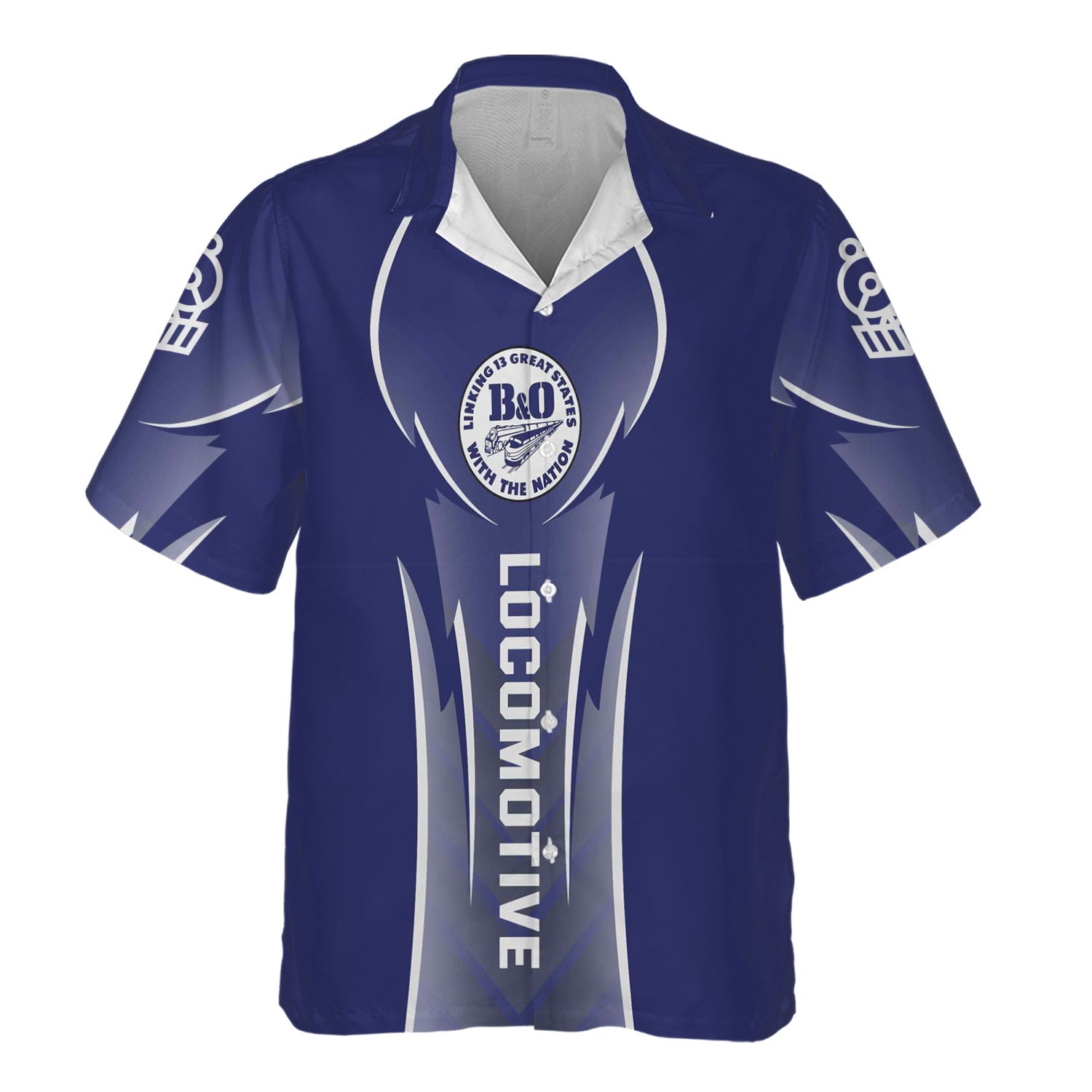 Railspirit Personalized B&O Great States Railroad Hawaiian Shirt Striking Line Style Train Shirt For Locomotive Lovers