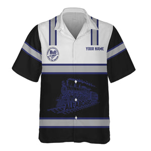 Railspirit Custom Name B&O Great States Railroad Hawaiian Shirt Eat Train Sleep Repeat Printed Train Shirt