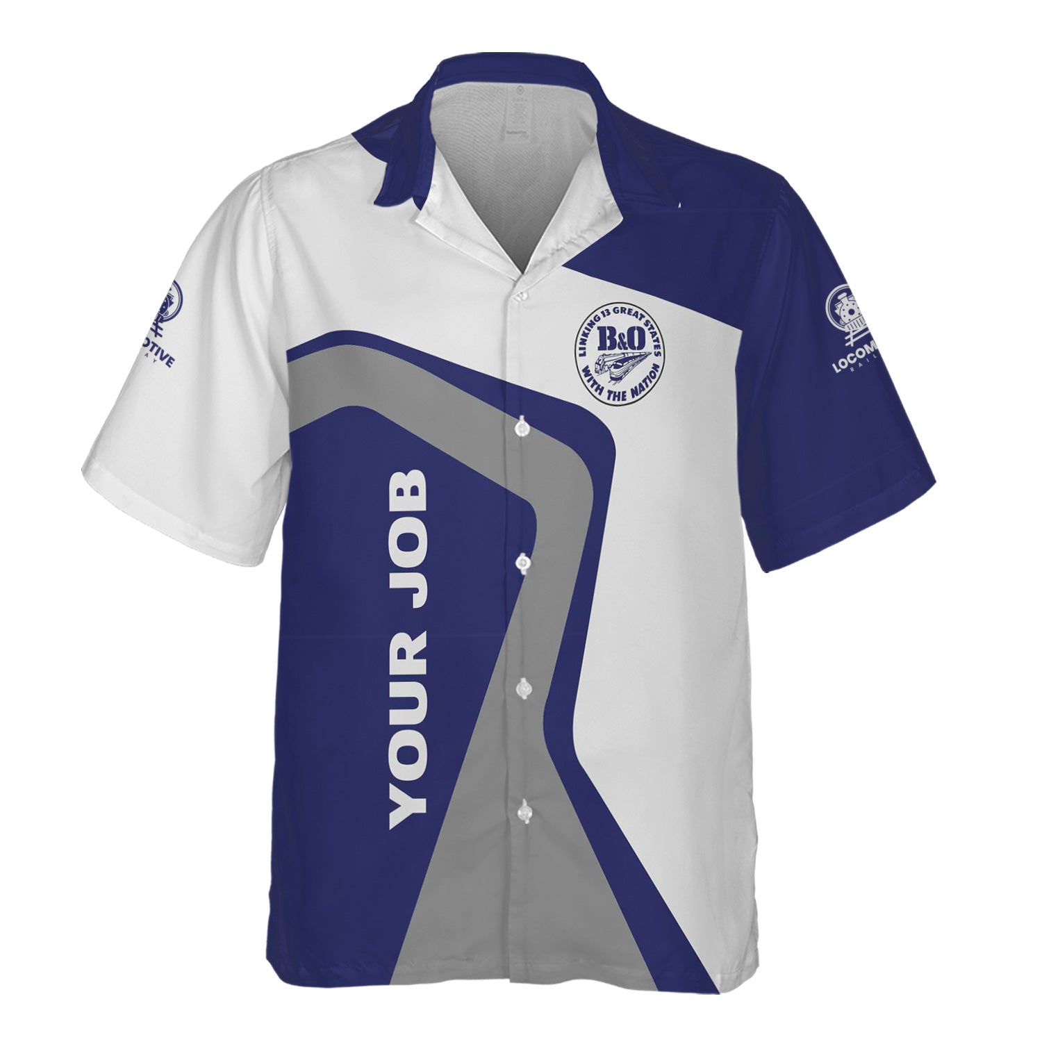 Railspirit Personalized B&O Great States Railroad Hawaiian Shirt Unique Design with Custom Job Position Train Shirt