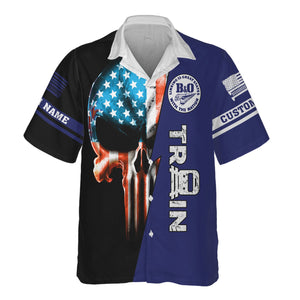 Railspirit Personalized B&O Great States Railroad Hawaiian Shirt Train Skull American Flag Shirt All Over Print