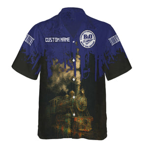 Railspirit Personalized B&O Great States Railroad Hawaiian Shirt Vintage Train Art Style Shirt For Locomotive Fans