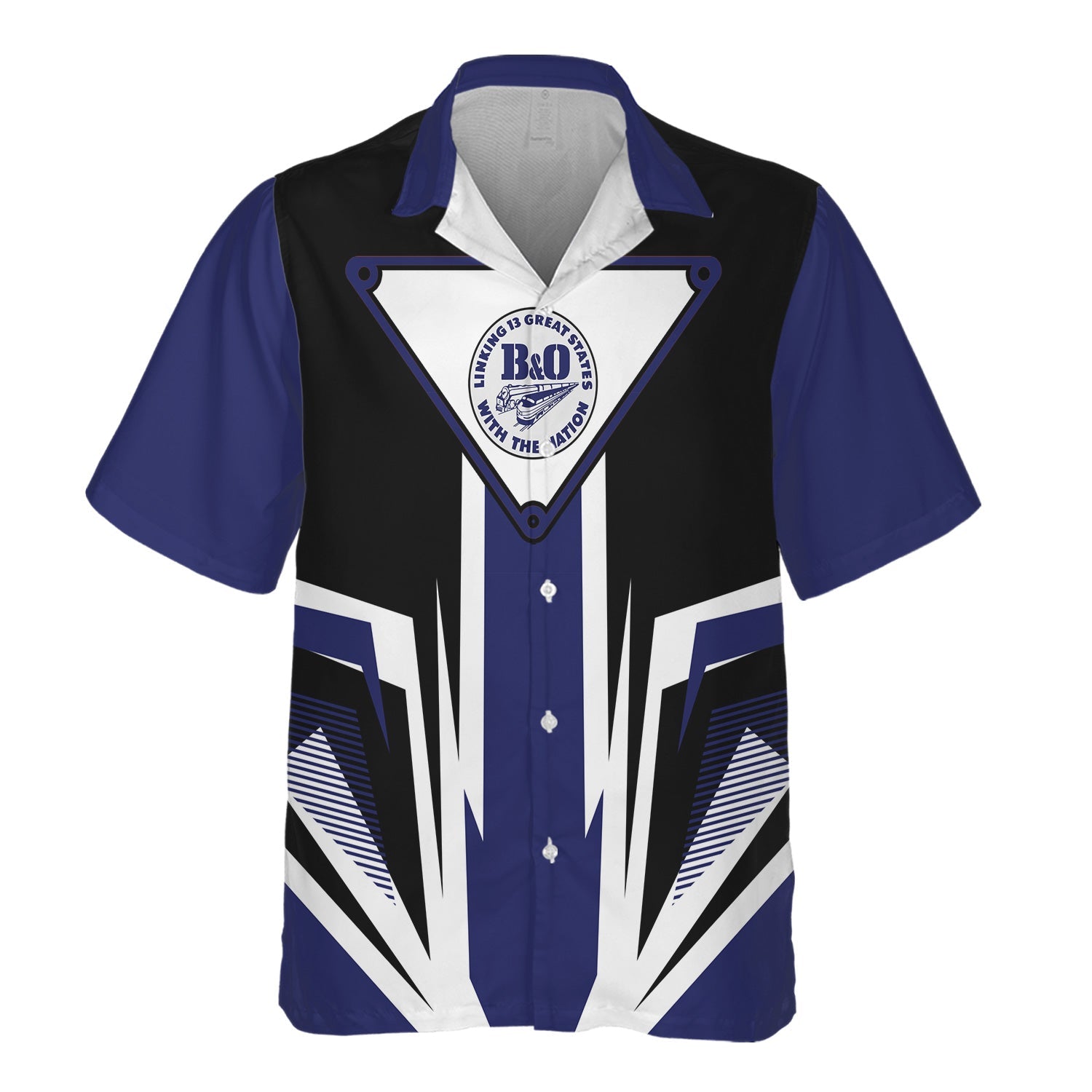 Railspirit B&O Great States Railroad Hawaiian Shirt Bold Graphic Style All Over Printed Shirt