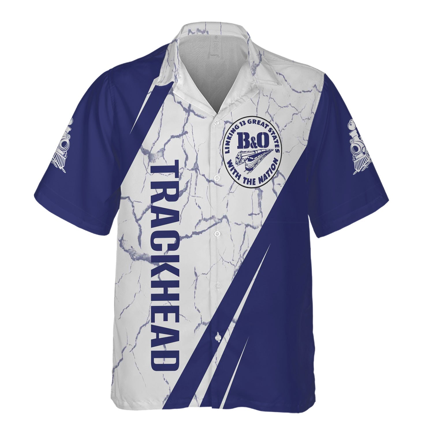 Railspirit Personalized B&O Great States Railroad Hawaiian Shirt Crackle Texture Style Shirt For Trackhead