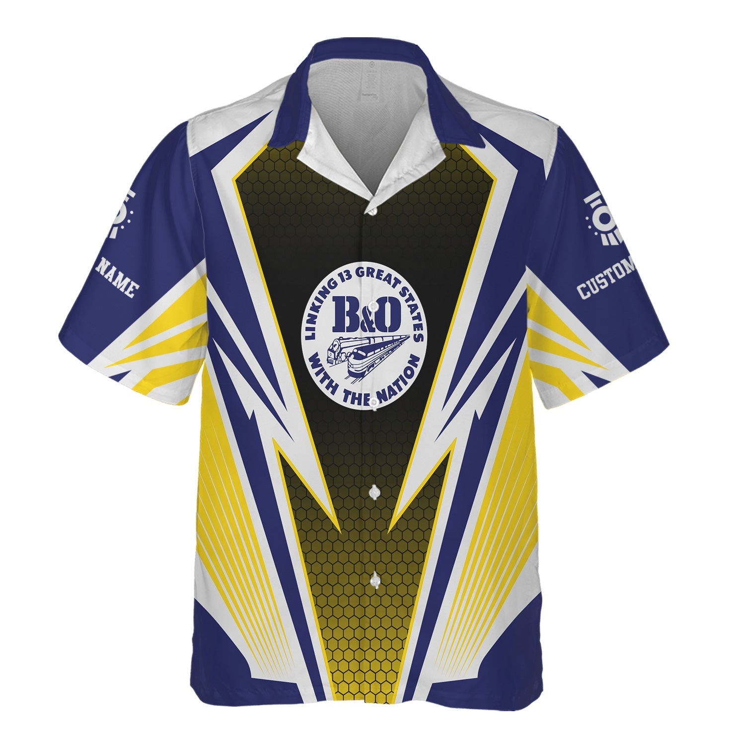 Railspirit Personalized B&O Great States Railroad Hawaiian Shirt Lightning Graphic Style Shirt Gift Idea For Train Lover