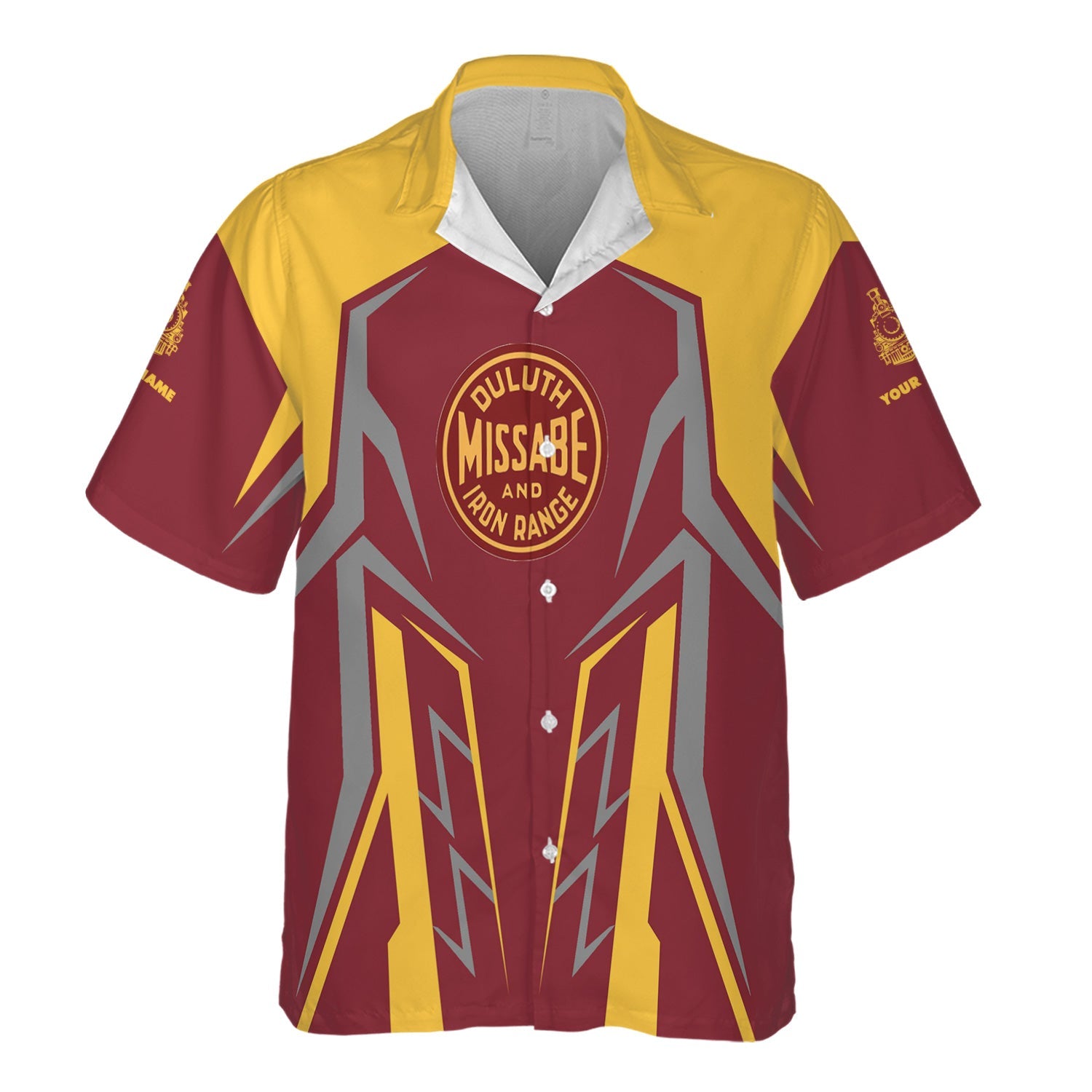 Railspirit Personalized Duluth, Missabe, & Iron Range Railroad Hawaiian Shirt Futuristic Design with Custom Job Train Shirt