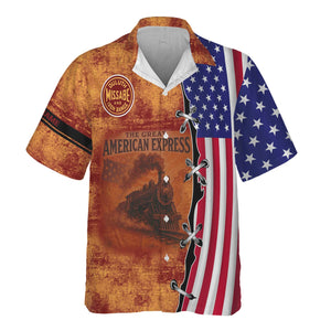 Railspirit Personalized Duluth, Missabe, & Iron Range Railroad Hawaiian Shirt Retro American Express Train With USA Flag Shirt