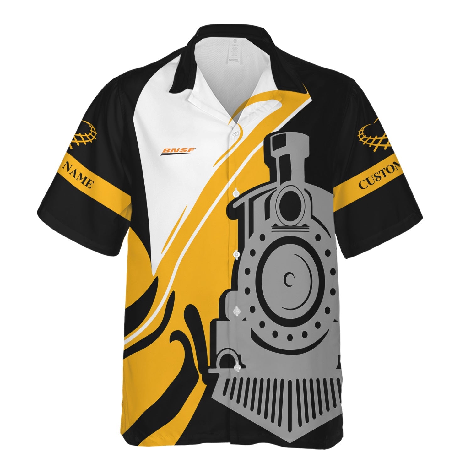 Railspirit Personalized BNSF Railway Hawaiian Shirt Flame-Inspired Style Shirt Gift Idea For Train Lovers