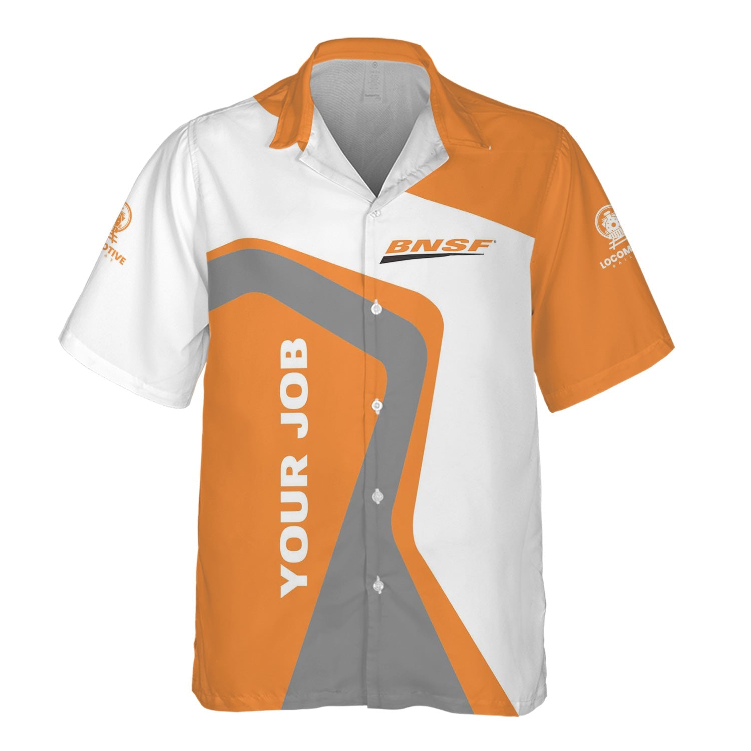 Railspirit Personalized BNSF Railway Hawaiian Shirt Unique Design with Custom Job Position Train Shirt