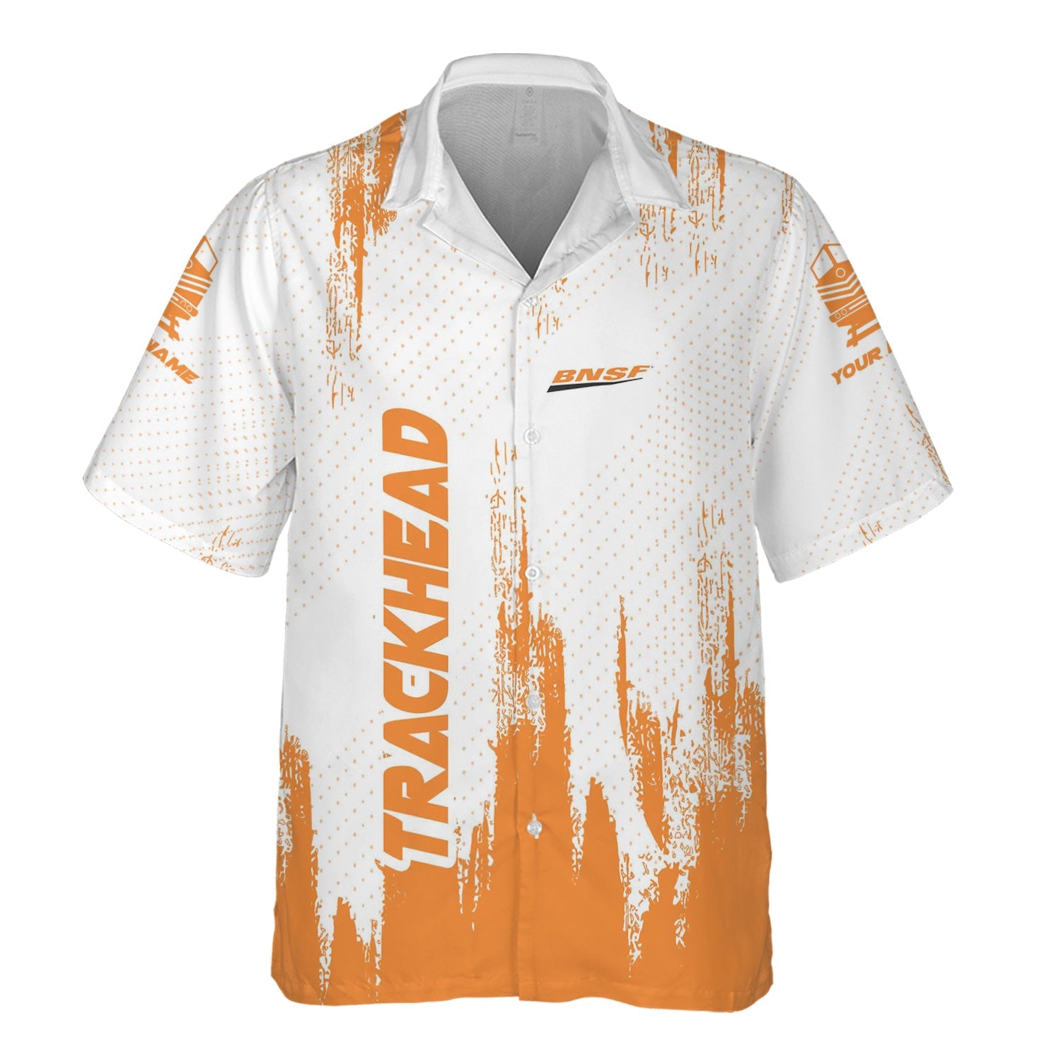 Railspirit Personalized BNSF Railway Hawaiian Shirt Paint Impact Design Train Shirt for Trackhead