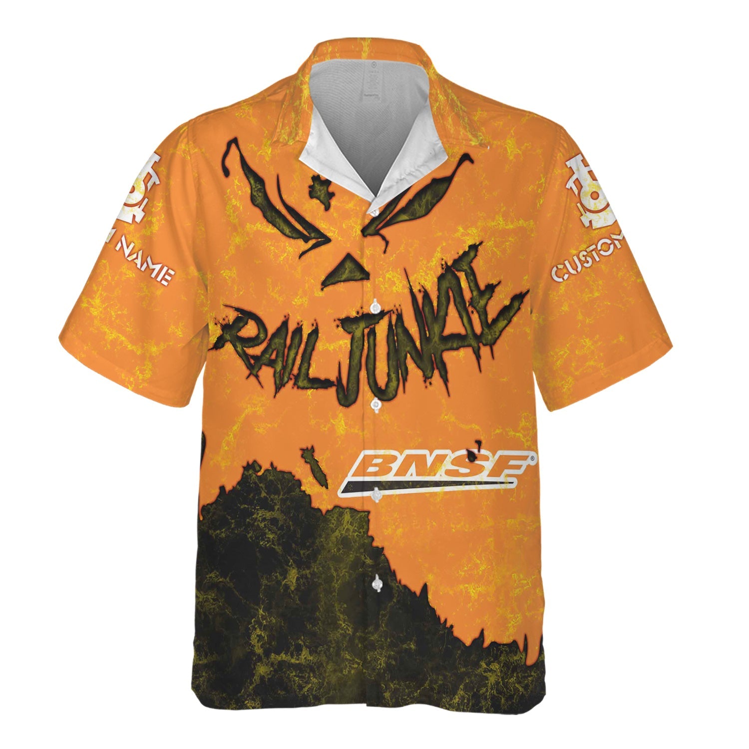 Railspirit Personalized BNSF Railway Hawaiian Shirt Torn Graphic Style Train Shirt For Rail Junkie