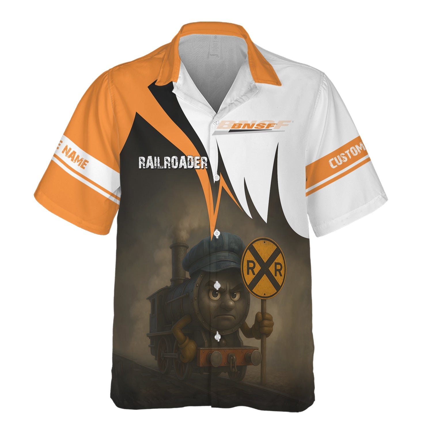 Railspirit Personalized BNSF Railway Hawaiian Shirt Angry Train Hawaiian Shirt Gift Idea For Train Lover