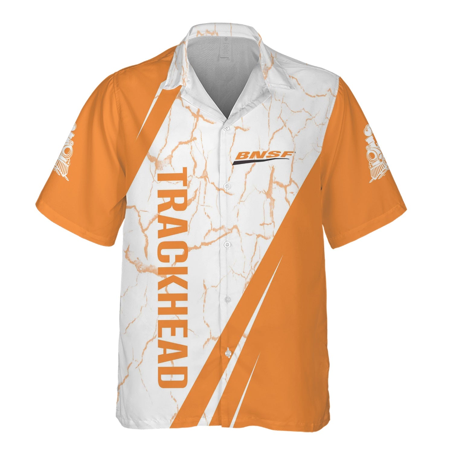 Railspirit Personalized BNSF Railway Hawaiian Shirt Crackle Texture Style Shirt For Trackhead