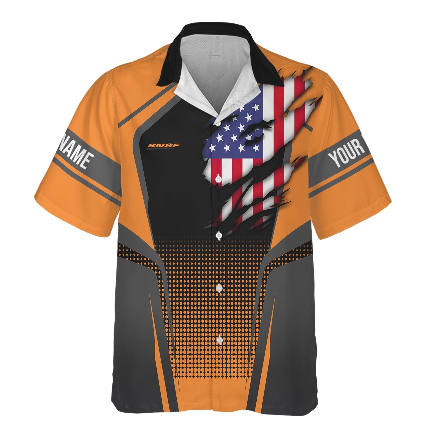 Railspirit Personalized BNSF Railway Hawaiian Shirt American Eagle Vintage Train Shirt