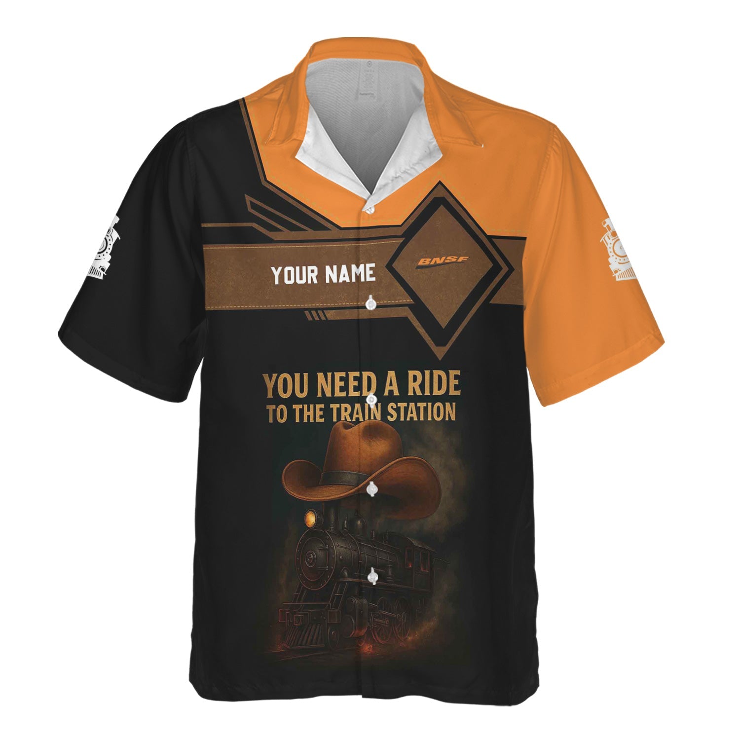 Railspirit Personalized BNSF Railway Hawaiian Shirt You Need A Ride To The Train Station Shirt For Train Lovers