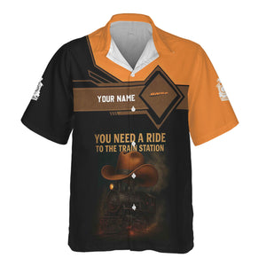 Railspirit Personalized BNSF Railway Hawaiian Shirt You Need A Ride To The Train Station Shirt For Train Lovers